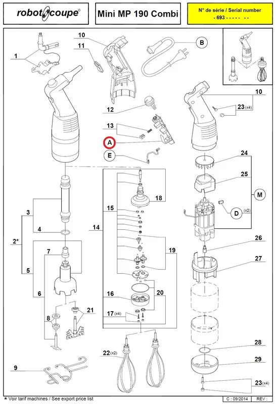 Блок управления 89169 для миксера серии Mini MP модели MINI MP 190 C.A