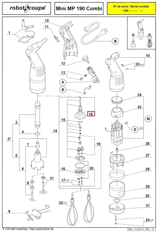 Крышка корпуса редуктора венчиков 39504 для ручн. миксера (гомоген.) т.м.Robot Coupe, серии Mini МР
