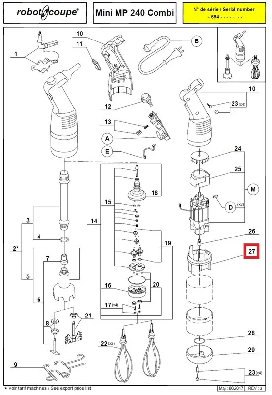 Корпус электродвигателя 89065 для ручного миксера (гомогенизатора) т.м. Robot Coupe, серии Mini МР