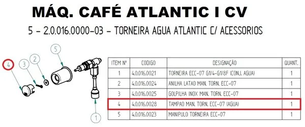 Заглушка рукоятки крана 4.0.016.0028 для кофемашины т.м. Fiamma серии Atlantic II CV