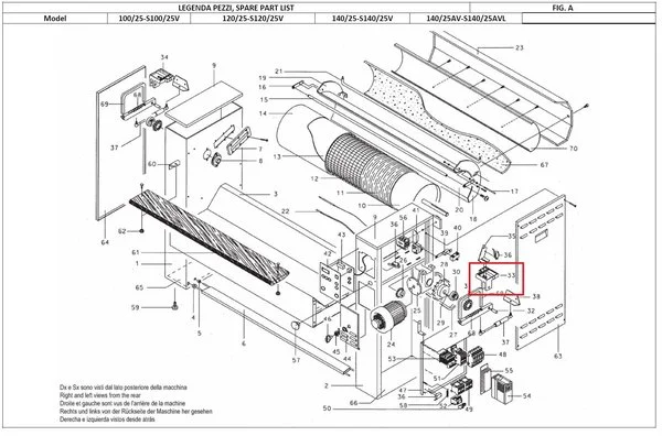 Опора крышки левая 12045027 (GR543014005502) для машины гладильной т.м. FAGOR серии PE