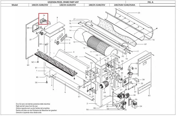 Опора крышки правая 12045519 (GR543014005501) для машины гладильной т.м. FAGOR серии PE