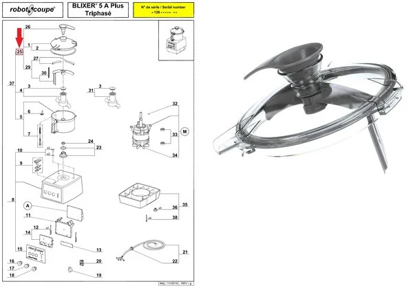 Крышка в комплекте 29882 для бликсера т.м. Robot Coupe серии Blixer