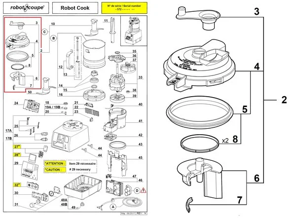 Крышка в сборе 39641 для куттера с подогревом т.м. Robot Coupe серии Robot Cook