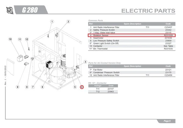 Датчик вращения R231028 для льдогенератора серии G